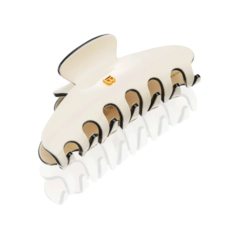 Cellulose Acetate Pince a Cheveux Medium White/Black